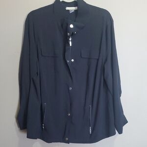 Allison Daley Black Lightweight Shirt Jacket Relaxed Fit Size 16W